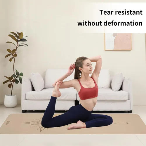 Vista 4 de HAHE Tapete de yoga grueso (8MM, 1/3 pulgadas), tapete de yoga antideslizante POE, ecológico, alto rebote y absorción de golpes, antidesgarros