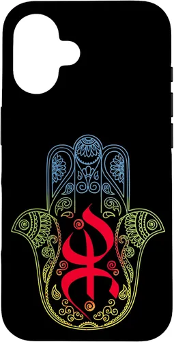 Vista 31 de Funda para iPhone 13 Pro Max Khamsa Amazigh Berber con símbolo de Yaz con colores vibrantes de la bandera
