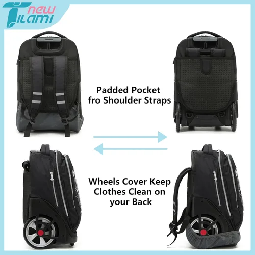 Vista 62 de NEW TILAMI Mochila con ruedas de 19 pulgadas con bolsa de almuerzo para niñas y niños, mochila para laptop con ruedas, bolsa de mano duradera