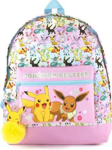 Vista 4 de Pokemon Mochila Pikachu Eevee Besties Bolsa Rosa Glitter, Rosado, Mochilas de mochila