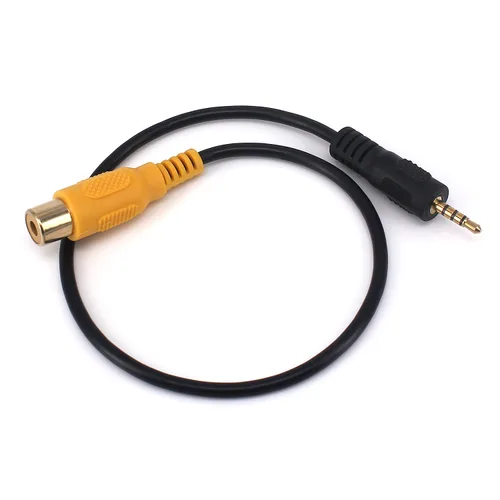 Vista 2 de Cable de 0.098 in a RCA, chapado en oro, AV-in Aux de 0.098 in TRRS macho a RCA hembra adaptador de audio convertidor cable 1.0 ft, para GPS Chapado