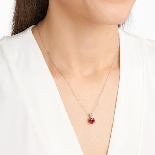 Vista 2 de Tienda Essentials Sterling Silver Round Cut Birthstone Pendant Necklace 18