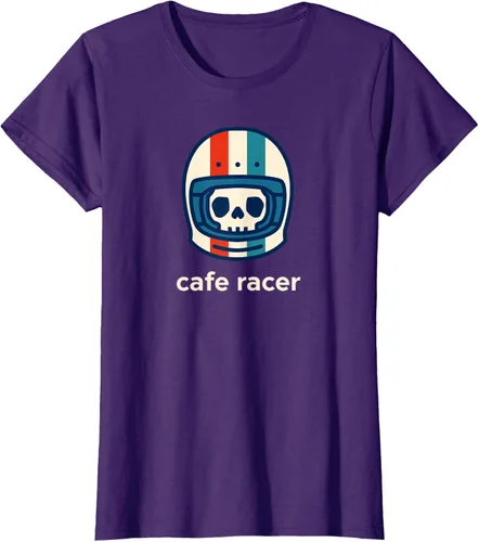 Vista 7 de Cafe Racer Moda Simple Casco Diseño Motocicleta Camiseta Negro