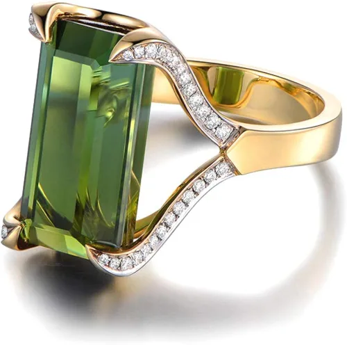 Vista 4 de GW Fashion Women Ring BlueChampagne Color 18 k Plating TourmalineTopazZirconCrystal Statement Rings for Women Size in 6# to 9#