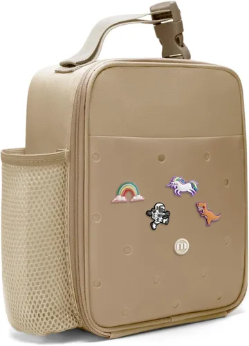 Vista 10 de MEXS Bolsa de almuerzo para niños, lonchera aislada para niñas y niños, lonchera duradera (ajustable) con soporte para botella de agua/forro
