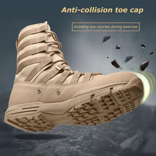 Vista 5 de Botas tácticas para hombre, botas militares, botas de combate, botas ligeras, botas de trabajo, botas de senderismo, botas antideslizantes
