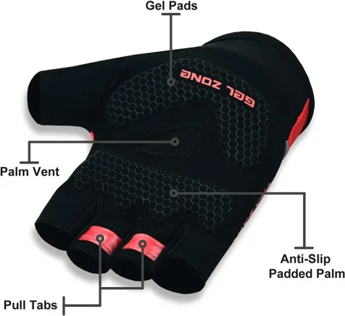 Vista 5 de Guantes de ciclismo de medio dedo, guantes de bicicleta antideslizantes de gel acolchados que absorben los golpes, guantes de ciclismo para hombres