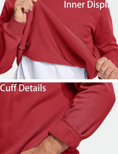 Vista 69 de MAGCOMSEN Sudadera de cuello redondo para hombre de manga larga casual cálida de forro polar