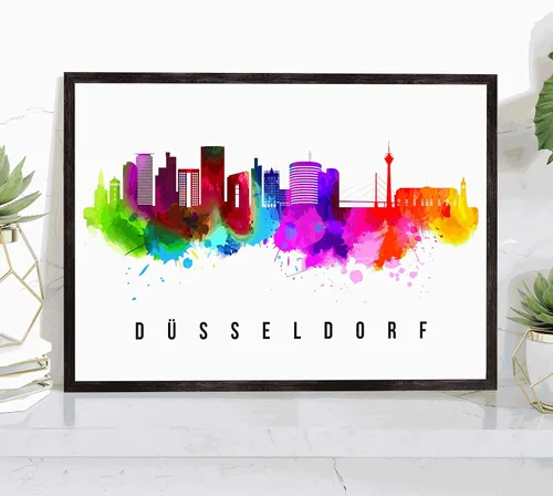 Vista 10 de Póster de Amsterdam Skyline Netherlands, pintura de paisaje urbano e impresión de monumentos, decoración para el hogar, oficina, 12 x 18 pulgadas