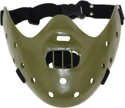 Vista 9 de Máscara de Hannibal Lecter Cosplay El Silencio de los Corderos Asesino de Media Cara de Halloween Accesorios de Resina Negro