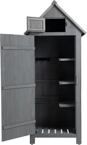 Vista 8 de Campfun Cobertizo de almacenamiento impermeable al aire libre, armario de almacenamiento al aire libre de madera con techo impermeable, armario