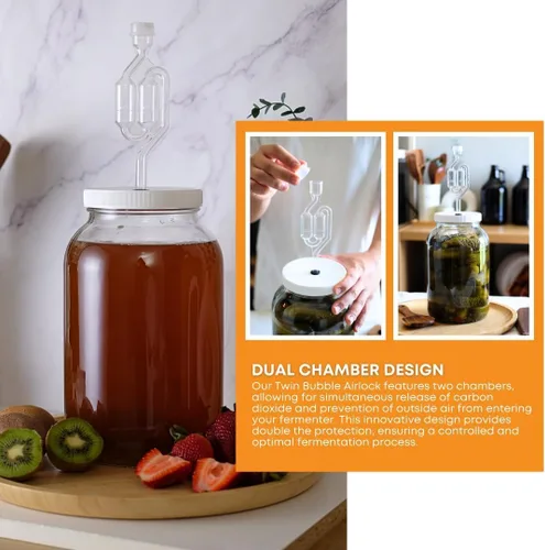 Vista 4 de 2-Pack Twin Bubble Airlocks for Fermenting Beer, Wine, Cider and Kombucha