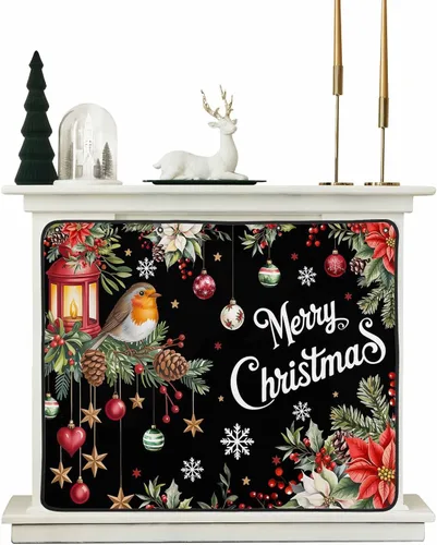 Vista 17 de Cubierta magnética azul para chimenea, detiene la pérdida de calor, pantalla de chimenea para interiores, bolas de gnomos de Navidad, árbol de copo