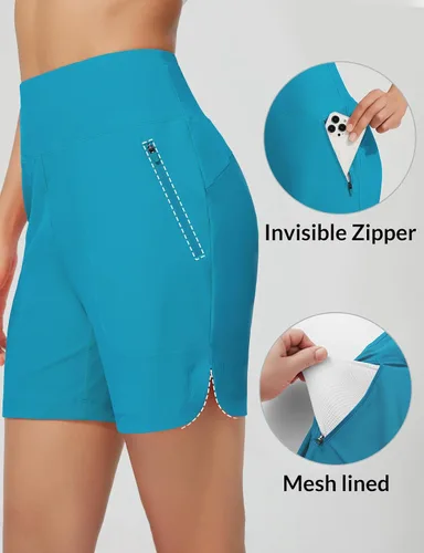 Vista 45 de baleaf Traje de baño de cintura alta de 3, 5, 7, 9 pulgadas, para mujer, de secado rápido, con bolsillos
