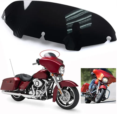 Vista 6 de Parabrisas negro de 4.5 pulgadas compatible con Harley Davidson Touring Street Glide Electra Glide FLHT FLHTCU Ultra Classic Glide FLHX FLHTK Tri