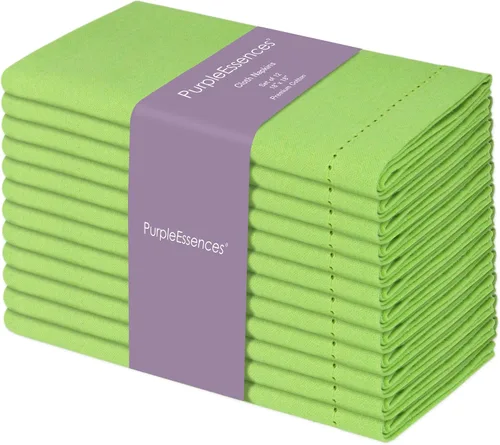 Vista 8 de PurpleEssences Juego de 6 servilletas de tela de vainica, 100% algodón, suaves, duraderas, lavables, ideales para bodas, Navidad, vacaciones