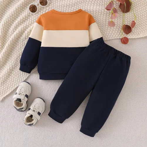 Vista 55 de Ropa de otoño e invierno para bebé, trajes de niño pequeño, sudadera de manga larga, sudadera de retazos y pantalones, 2 piezas, 12 meses a 5 años