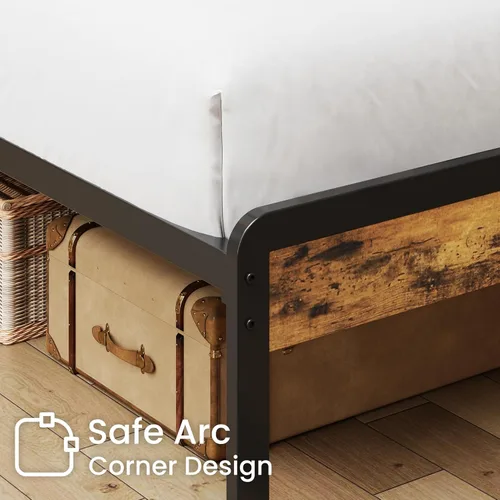 Vista 8 de LIKIMIO Marco de cama tamaño Queen, cama de plataforma con cabecera de almacenamiento de 2 niveles Marco de cama de metal, sólido y estable, sin