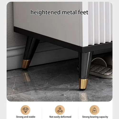 Vista 7 de Zapatero con puerta, moderno organizador de zapatos oculto para tacones altos, banco delgado de almacenamiento de zapatos para entradas, pasillos