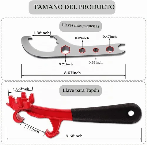 Vista 2 de Llave de barril, llave de barril, abridor de llaves de tambor 3 en 1, abridor de cubos para tapas de tambor, cubos de pintura de látex y latas