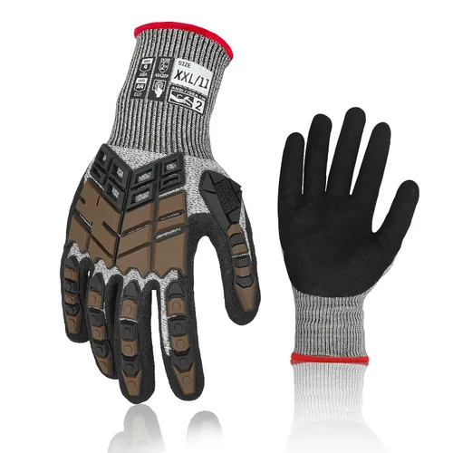 Vista 30 de Guantes de trabajo de seguridad Graloky, guantes de impacto para hombres y mujeres, guantes resistentes a cortes antideslizantes de trabajo pesado