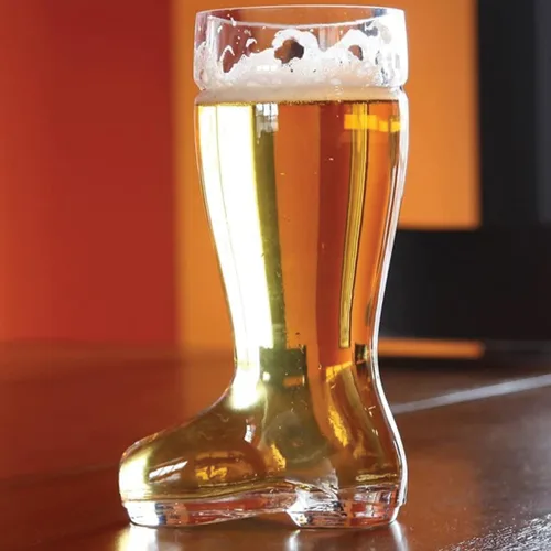 Vista 3 de Chefcaptain Juego de 2 tazas de cerveza de vidrio enormes de 1 litro, transparentes, 1 litro