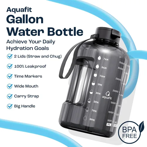 Vista 2 de AQUAFIT 1 Gallon Water Bottle with Time Marker Aguamarina