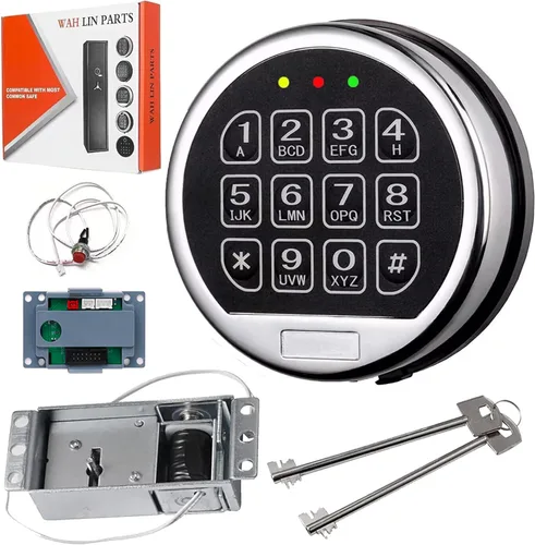 Vista 9 de Cerradura de repuesto para caja fuerte de armas con cerradura de solenoide de alta seguridad, teclado digital cromado, cerradura electrónica segura