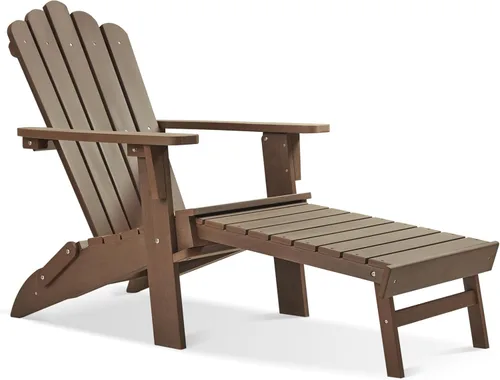 Vista 10 de Silla Adirondack, silla de patio exterior HDPE para todo tipo de clima Azul lago