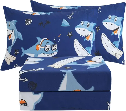 Vista 40 de JSD - Juego de sábanas de 3 piezas para niños, tamaño individual Soft Printed Microfiber Sheet and Pillowcase Set, OEKO-TEX Certified, 16 inch Deep