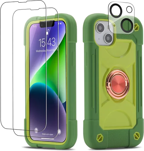 Vista 97 de Funda para iPhone Se3/iPhone Se2, iPhone 6/6S, iPhone 7/iPhone 8 de 4.7 pulgadas con soporte de anillo, con 2 protectores de pantalla resistentes