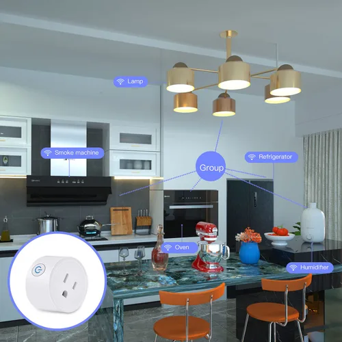 Vista 7 de Enchufe inteligente Mini HomeKit, toma de corriente WiFi inteligente compatible con Apple HomeKit, Alexa y Google Assistant, toma de control de voz