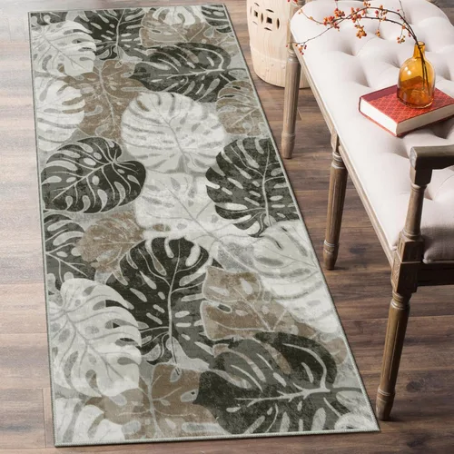 Vista 12 de Wonnitar Leaf - Alfombra de cocina de 2x3 pies, alfombra azul pequeña para baño, alfombra decorativa lavable para mesita de noche, planta