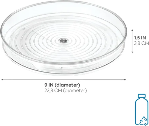 Vista 2 de iDesign Organizador Lazy Susan de 9 pulgadas, plato giratorio pequeño Lazy Susan para armario o despensa, transparente Tocadiscos pequeños