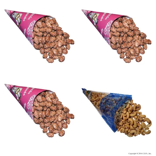 Vista 9 de The Nutty Bavarian Almendras tostadas glaseadas con canela, anacardos, nueces pecanas y anacardos ligeramente salados en paquete de 4 conos
