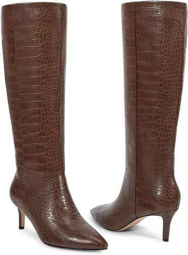 Vista 42 de wetkiss Botas altas hasta la rodilla para mujer, con tacón de gatito y diseño de punta puntiaguda, clásicas y sexys