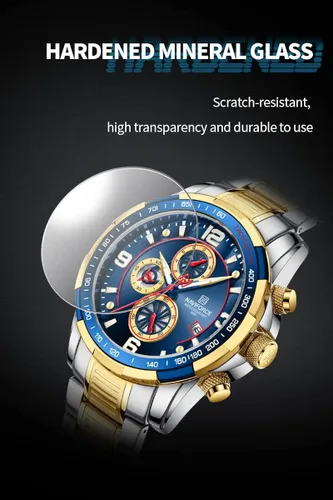 Vista 7 de NAVIFORCE Reloj analógico de cuarzo con cronógrafo para hombre con pulsera de acero inoxidable