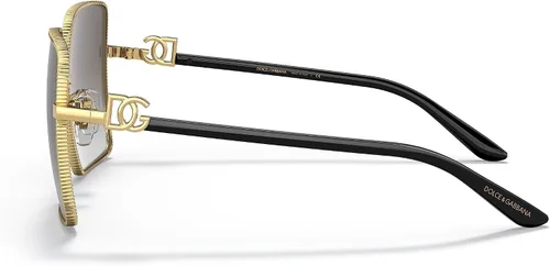 Vista 2 de Dolce & Gabbana Gafas de sol redondas a la moda, DoradoGris Claro Gradiente Negro