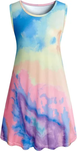 Vista 2 de Tanst Vestido sin mangas para mujer, estampado damasco, para verano, con bolsillos (S-3XL)