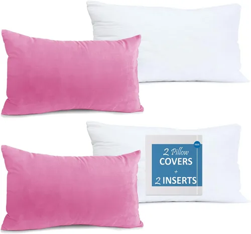 Vista 52 de Nestl Juego de 2 rellenos de almohada con terciopelo suave y sólido, juego de fundas de almohada cuadradas decorativas para sofá, automóvil Azul