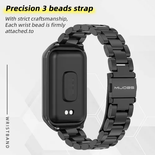 Vista 5 de Correa de repuesto de metal para Amazfit Band 7, compatible con Amazfit 7 Fitness Tracker