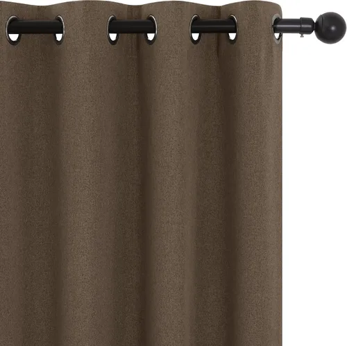 Vista 9 de Deconovo - Cortinas opacas 100% ligeras de lino sintético para dormitorio, cortinas térmicas aisladas para reducir el ruido para comedor, sala