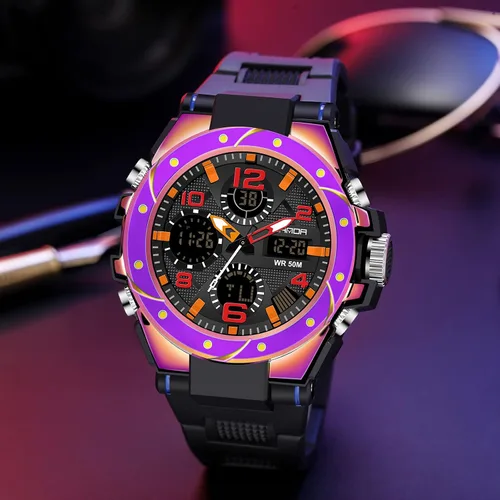Vista 3 de findtime Reloj para hombre relojes militares para hombre impermeables 5 ATM deportivo para trabajo digital analógico color negro verde dorado