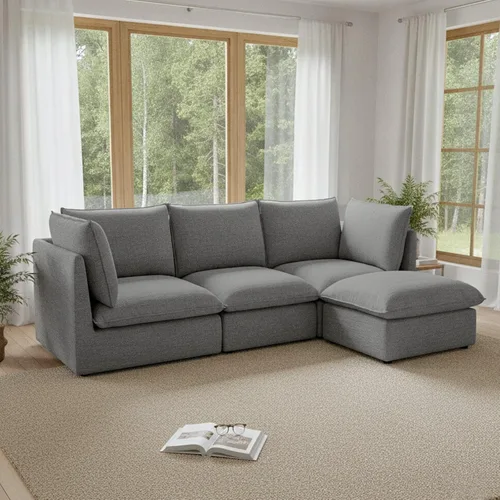 Vista 31 de Sofás modulares de 69.2 pulgadas para sala de estar, respaldo alto impermeable, sofá modular con relleno de plumón, sofá biplaza convertible