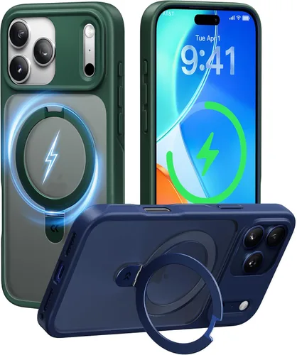 Vista 67 de CASEKOO - Funda diseñada para iPhone 14 Pro con soporte magnético invisible [protección contra caídas de grado militar] [compatible con MagSafe]