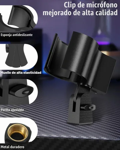 Vista 2 de Soporte de clip de micrófono mejorado, soporte de micrófono ajustable universal para todos los tamaños de micrófonos de 1.260 in a 2.362 in