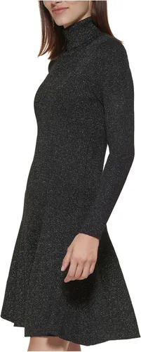 Vista 3 de Calvin Klein Womens Metallic Knee Length Sweaterdress