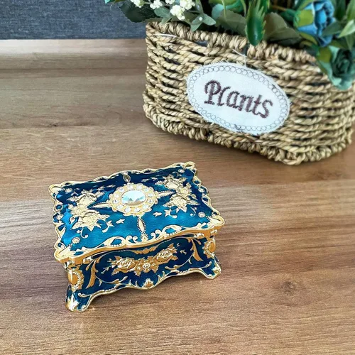 Vista 8 de YGFRSTO Joyero retro decorativo, organizador de joyas, caja de viaje portátil para mujeres, niñas, niños, pequeño organizador de almacenamiento