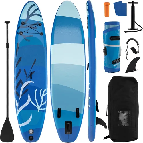 Vista 12 de GYMAX Tabla de remo, tabla de remo inflable con accesorios de SUP, aleta extraíble, paleta, bomba, correa y bolsa de transporte, tablas de remo