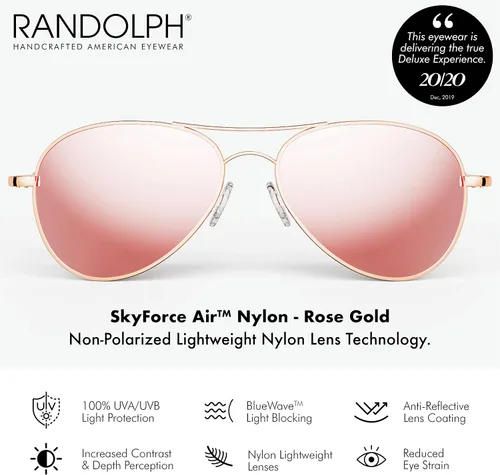 Vista 2 de Randolph USA Amelia Aviator Gafas de sol auténticas para mujer no polarizadas 100% UV